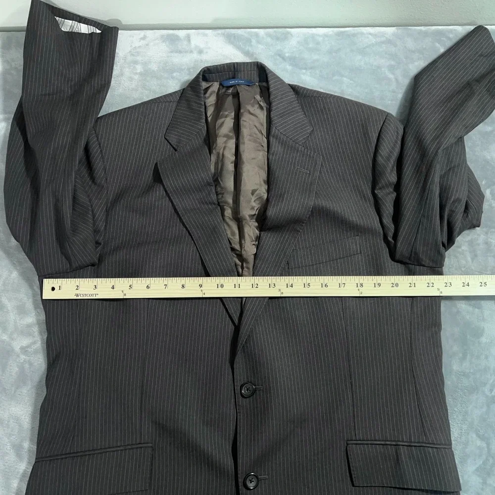 Brooks Brothers Regent Suit Jacket Mens 44R Gray Brown Striped Wool Blazer Italy